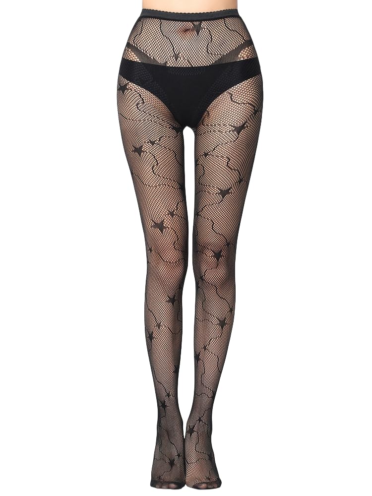 Malustar Patterned Fishnet Tights (S-L, Meteor)