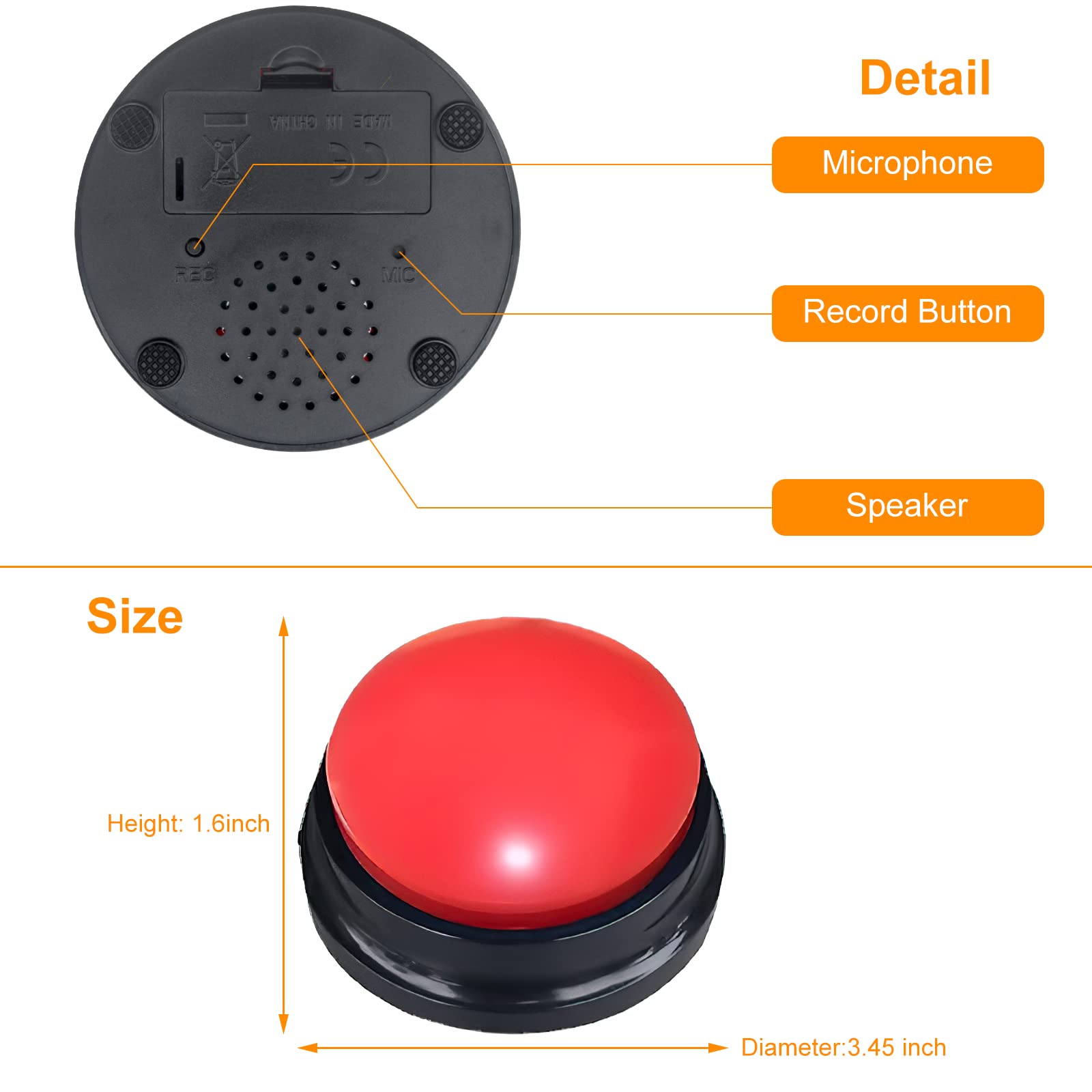 TNSLAND Pulsanti per Cani Parlanti e Allenamento - Giochi Interattivi, Buzzer Button - Confezione da 4