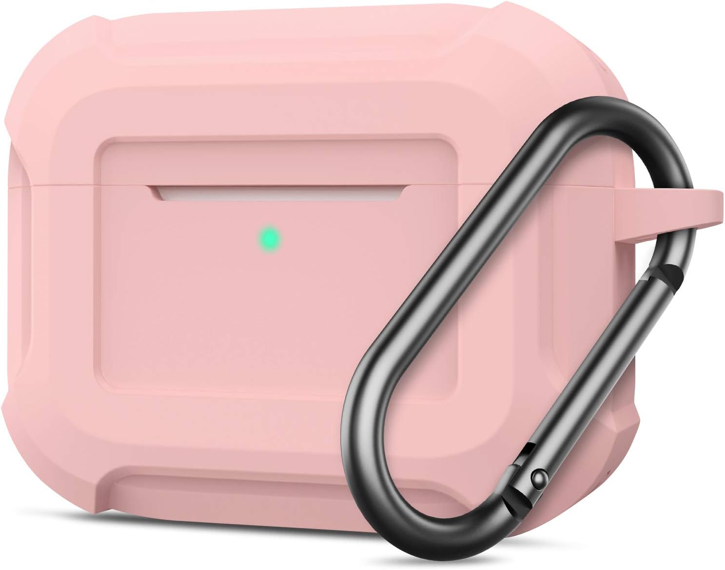 SATLITOG Silicone Case Designed for AirPods Pro Case, Full-Body Protective Silicone Cover with Carabiner for Apple AirPods Pro - Pink