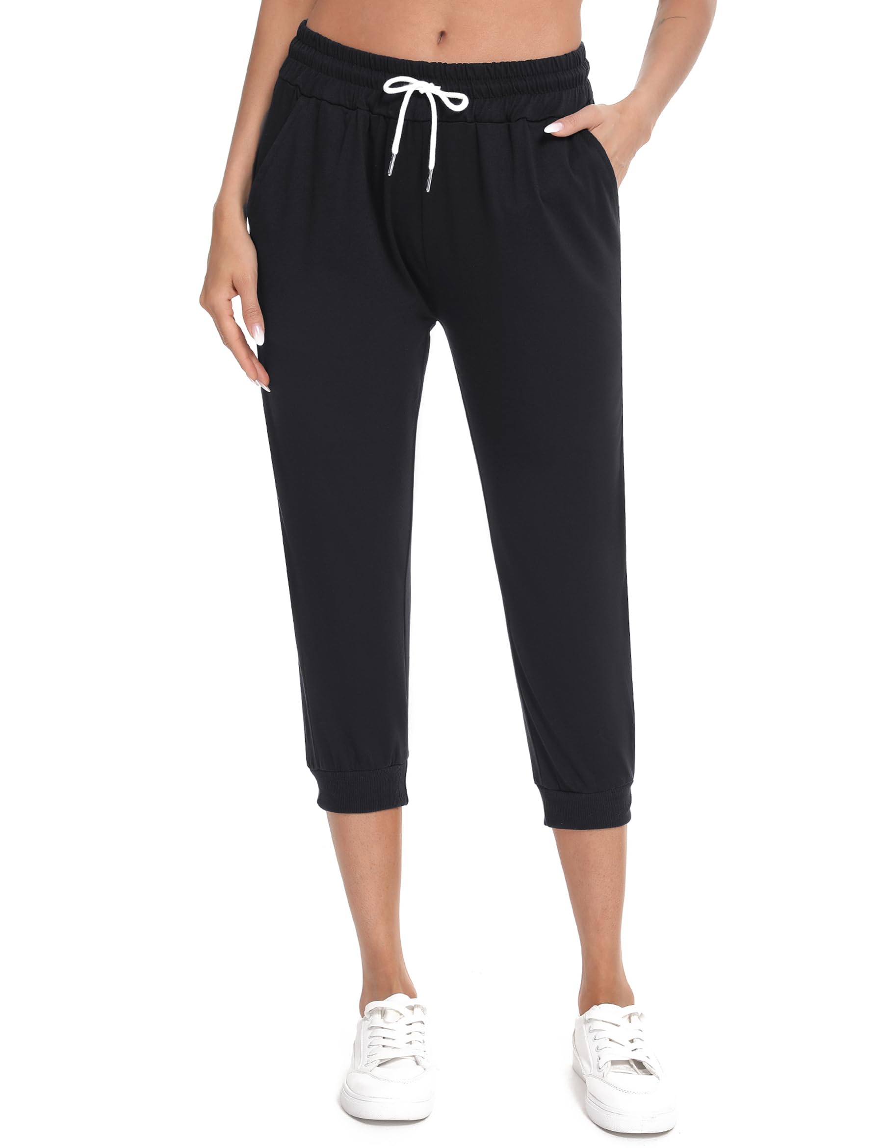 Sykooriawomens Cropped Sports Pants Cotton Capri Sweatpants