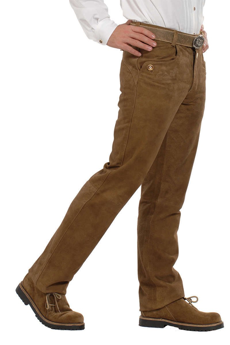 Almsach Herren Lange Lederhose Hellbraun 'Vincent', REHBRAUN (Hellbraun), 44