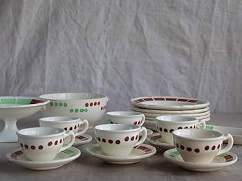 陶器　アンティーク　ミニチュア　食器 アンティーク 陶器ミニチュアティーセット 薔薇柄 ミニチュア