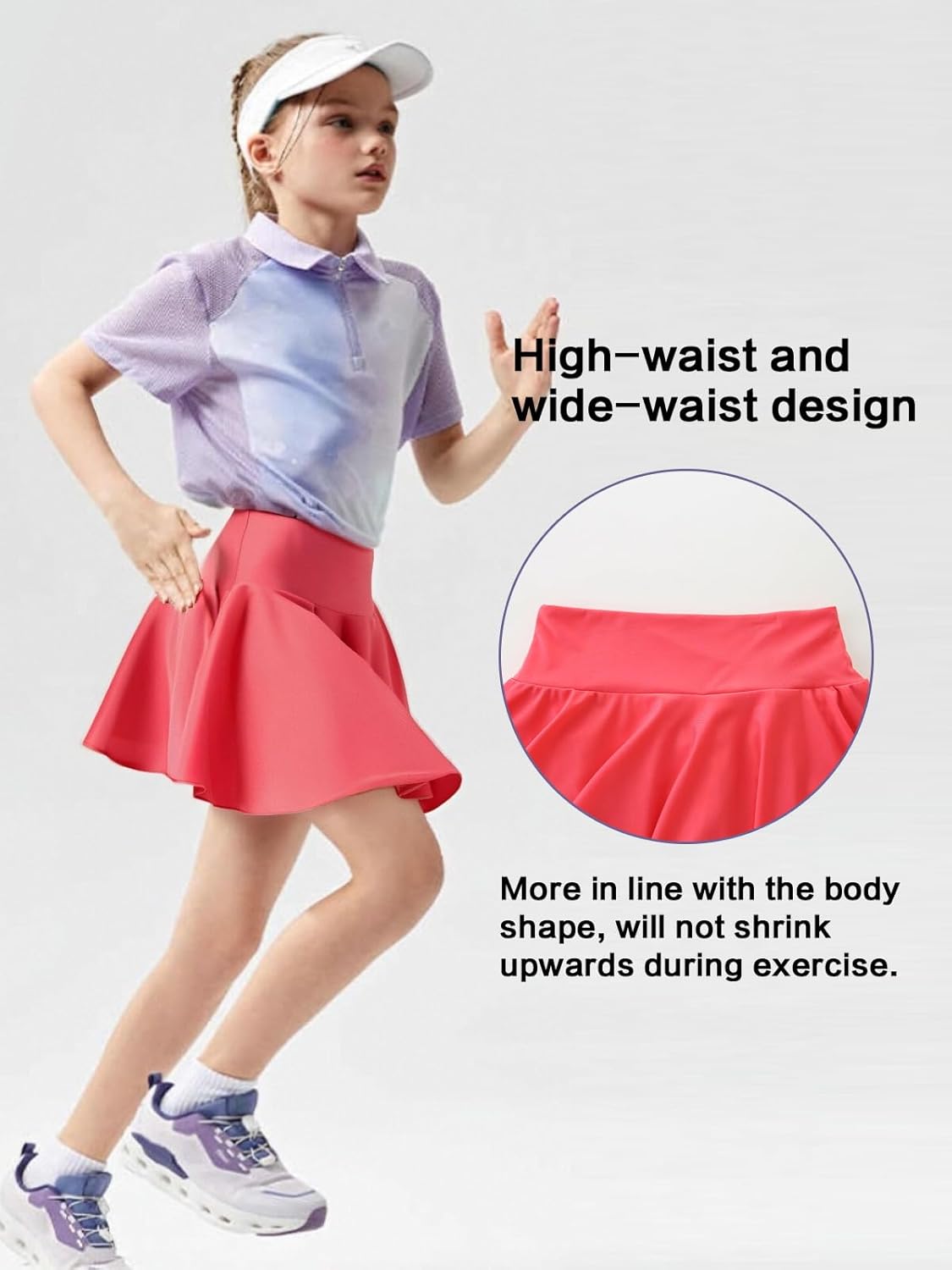 Girl's Tennis Skirts Built in Shorts Athletic Pleated Skirt High Waisted Flowy Skort with Pockets for Kids 7-18 Years - Image 4