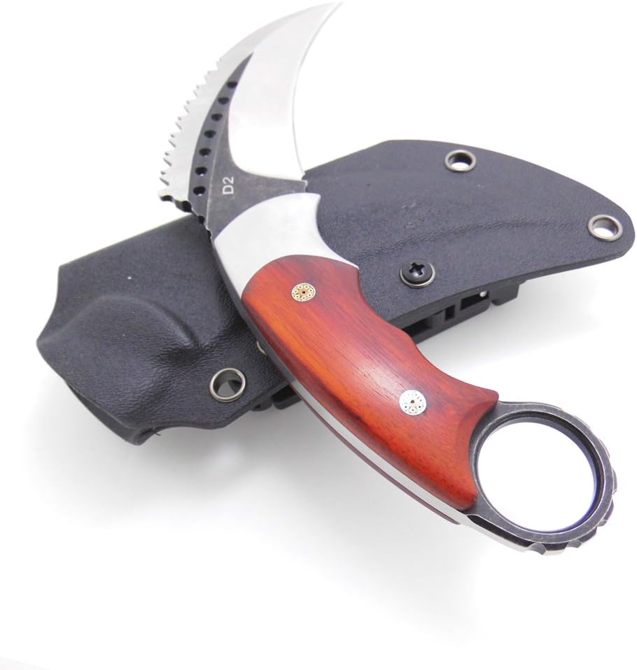 MASALONG Moltres Outdoor Survival Claw Tactical Double Edged Sharp Fixed Blade Knife with Sheath (Black) : Sports & Outdoors