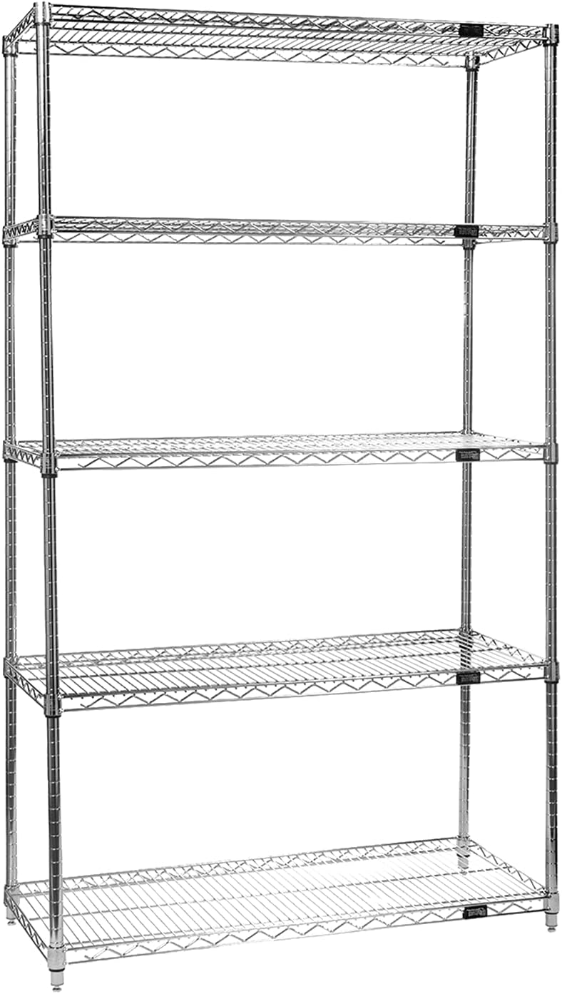 Quantum Storage Systems WR74-3042C-5 Starter Kit Wire Shelves Chrome 5 Shelves 74" H x 42" W x 30" D