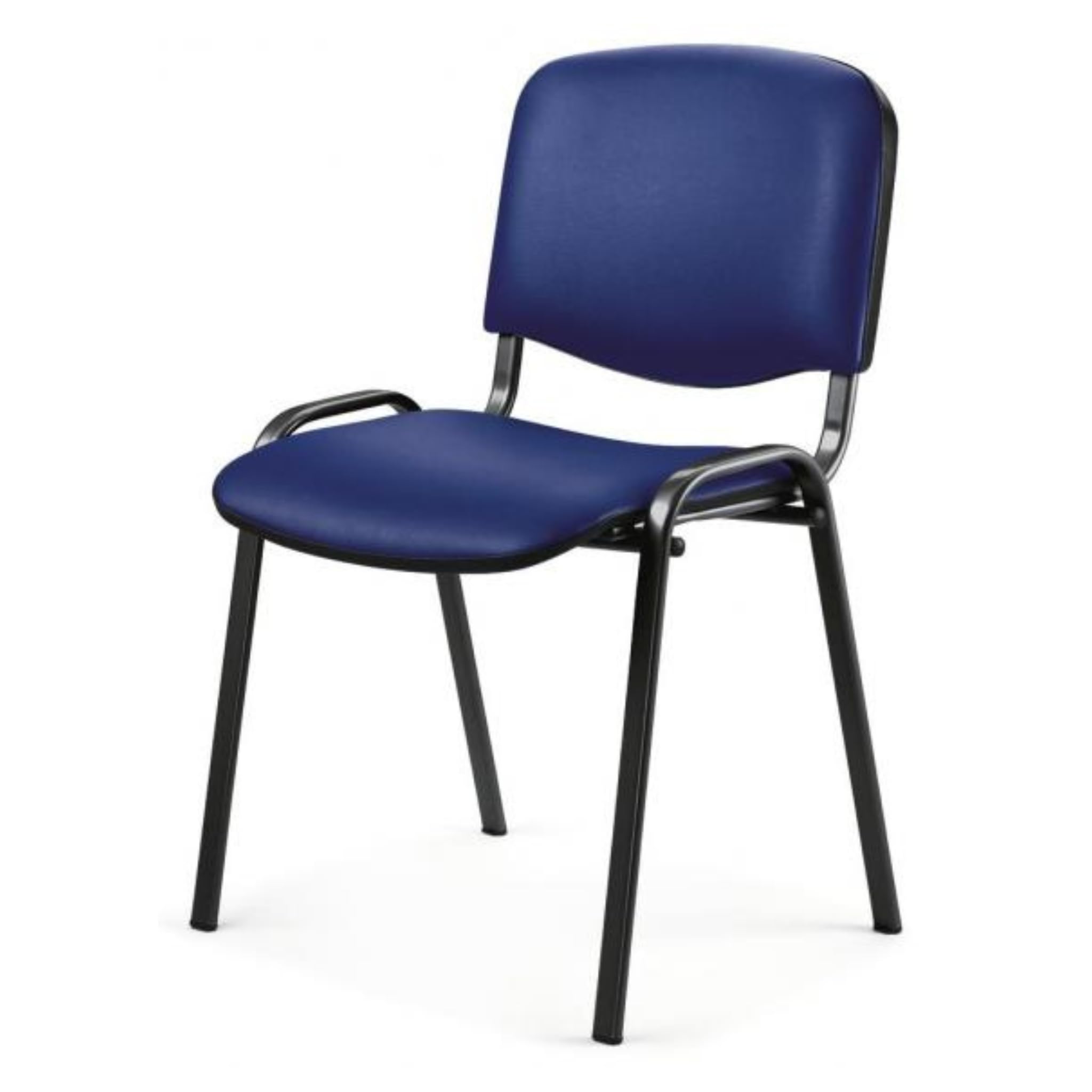 Topsit Sedia per sala d'attesa in ecopelle, impilabile, struttura in metallo, sedia da ufficio, sala conferenze, casa, ufficio, reception (blu)