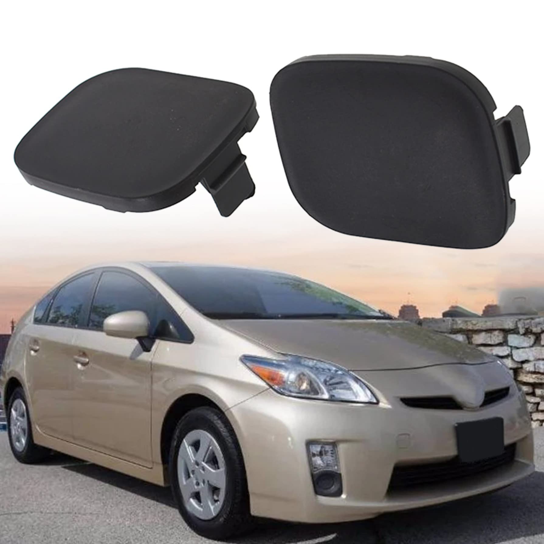 Photo 1 of 2Pcs Left & Right Front Bumper Tow Hook Eye Cap Cover for Prius 2010-2012 (52128-47010, 52127-47020)