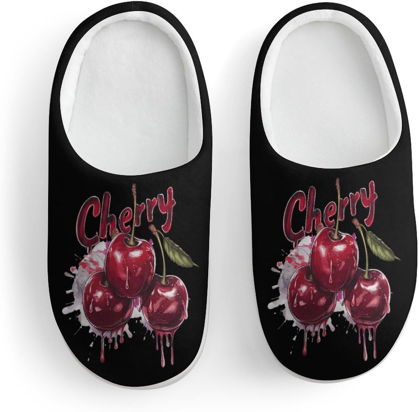 Watercolor Cherry Cute Cotton Slippers Anti-slip House Shoes Funny Slipper Indoor Outdoor