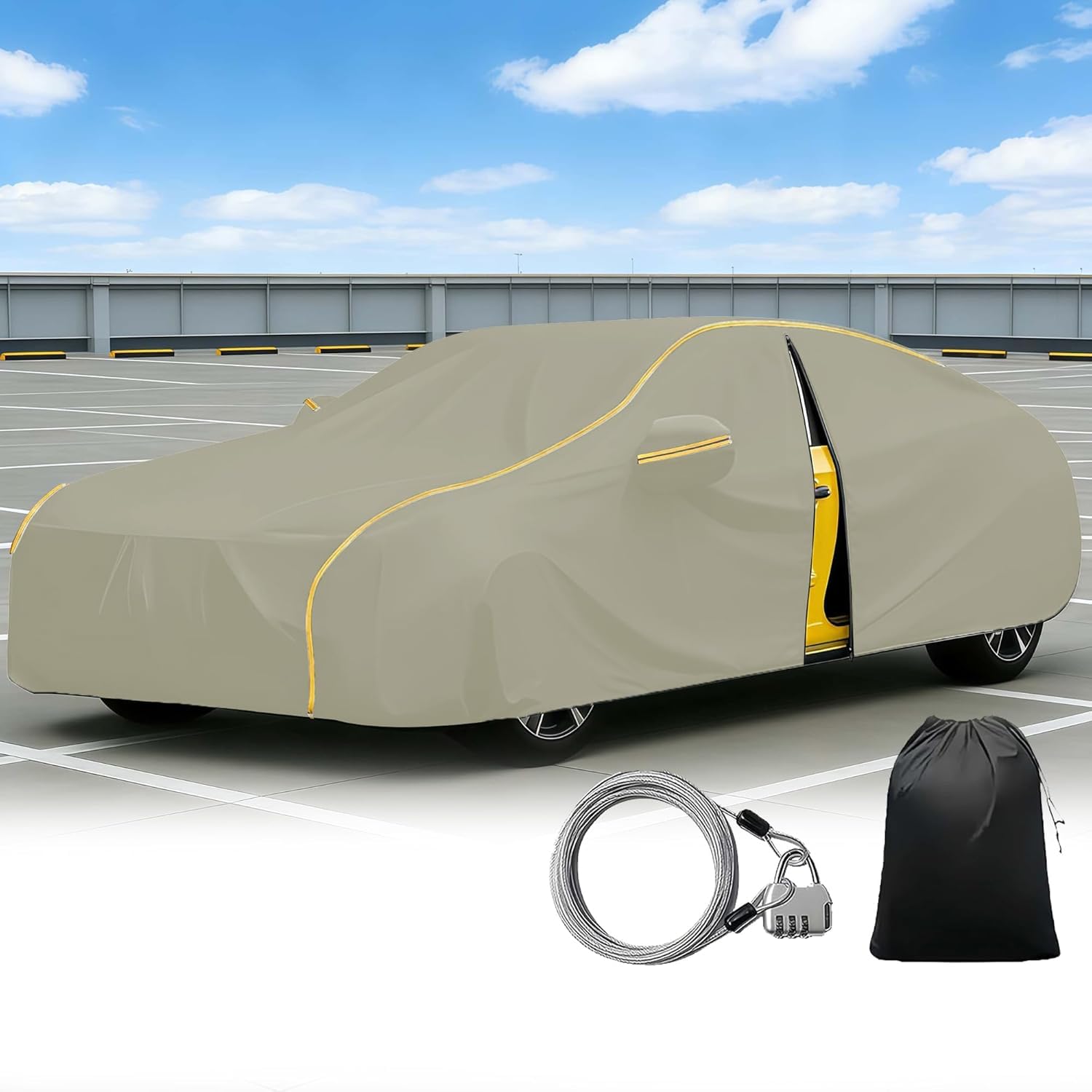 AUHOAZ Full Garage Car Cover for Suzuki Vitara SUV 2015-2025, Waterproof Premium Car Covers All Weather Windproof Snowproof Dustproof Scratch-Resistant UV Protection,Khaki