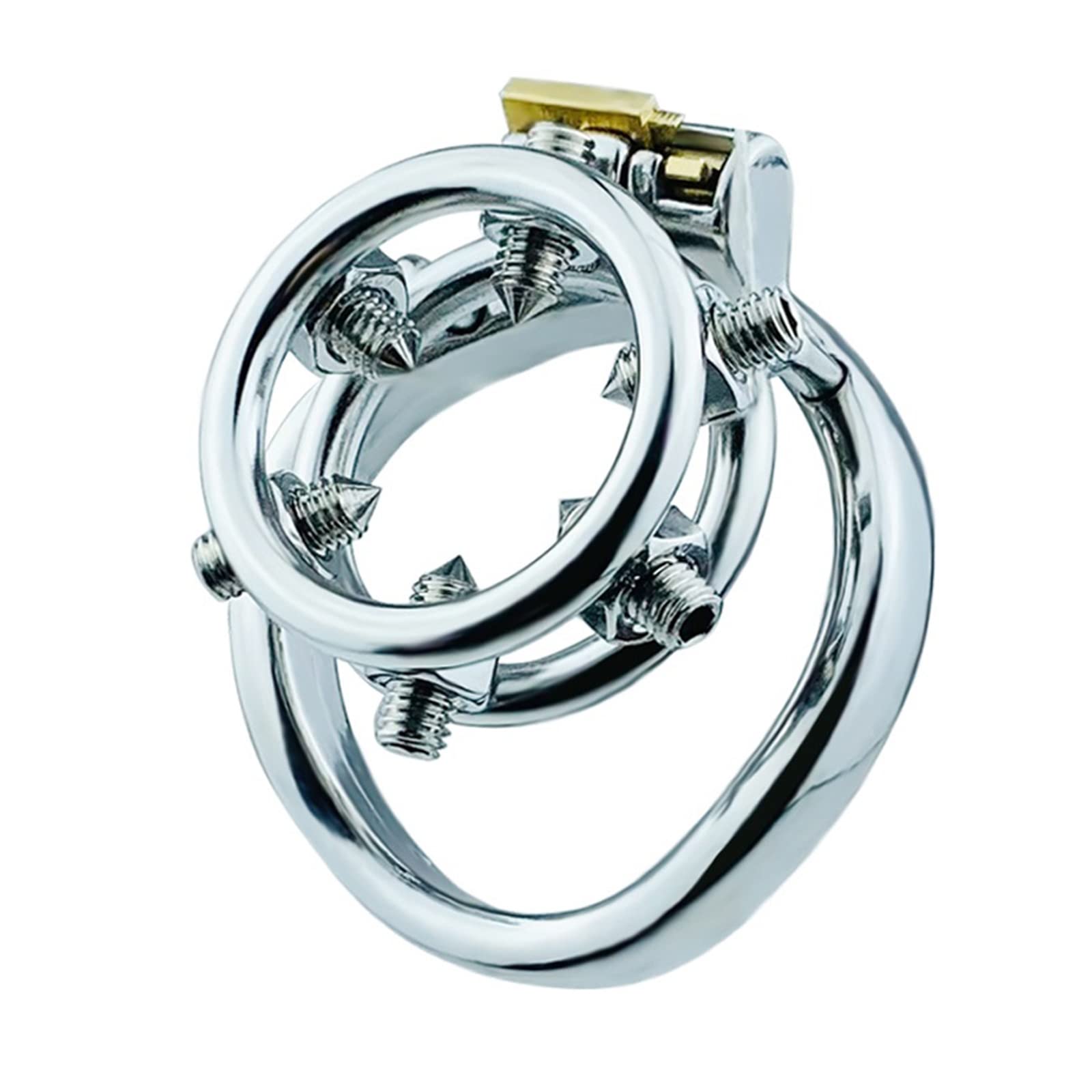 Coupe De Chasteté La Plus Récente avec 6 Vis À 6 Épiches, Conception Ouverte en Acier Inoxydable, A/B Deux Styles De Bague Cage Cage, Fétiche SM Bondage Jouets Sexuels pour Hommes Extrêmes,45mm,B
