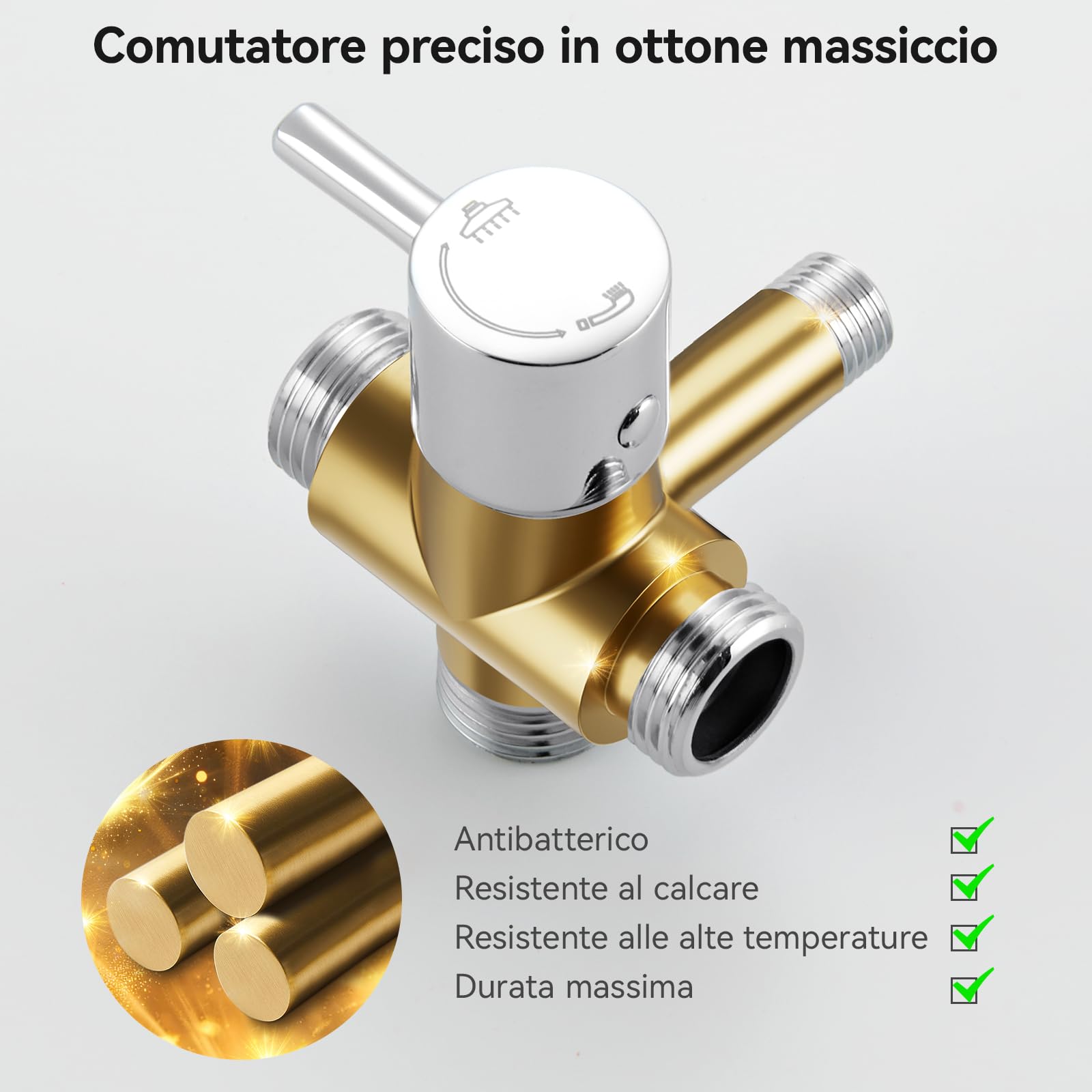 Auralum Colonna Doccia senza Miscelatore, Colonna Doccia Acciaio Inox con Saliscendi Doccia Altezza Regolabile 72-110cm, Asta Doccia con Soffione e Doccetta, Ideal Standard Gruppo Doccia per Vasca