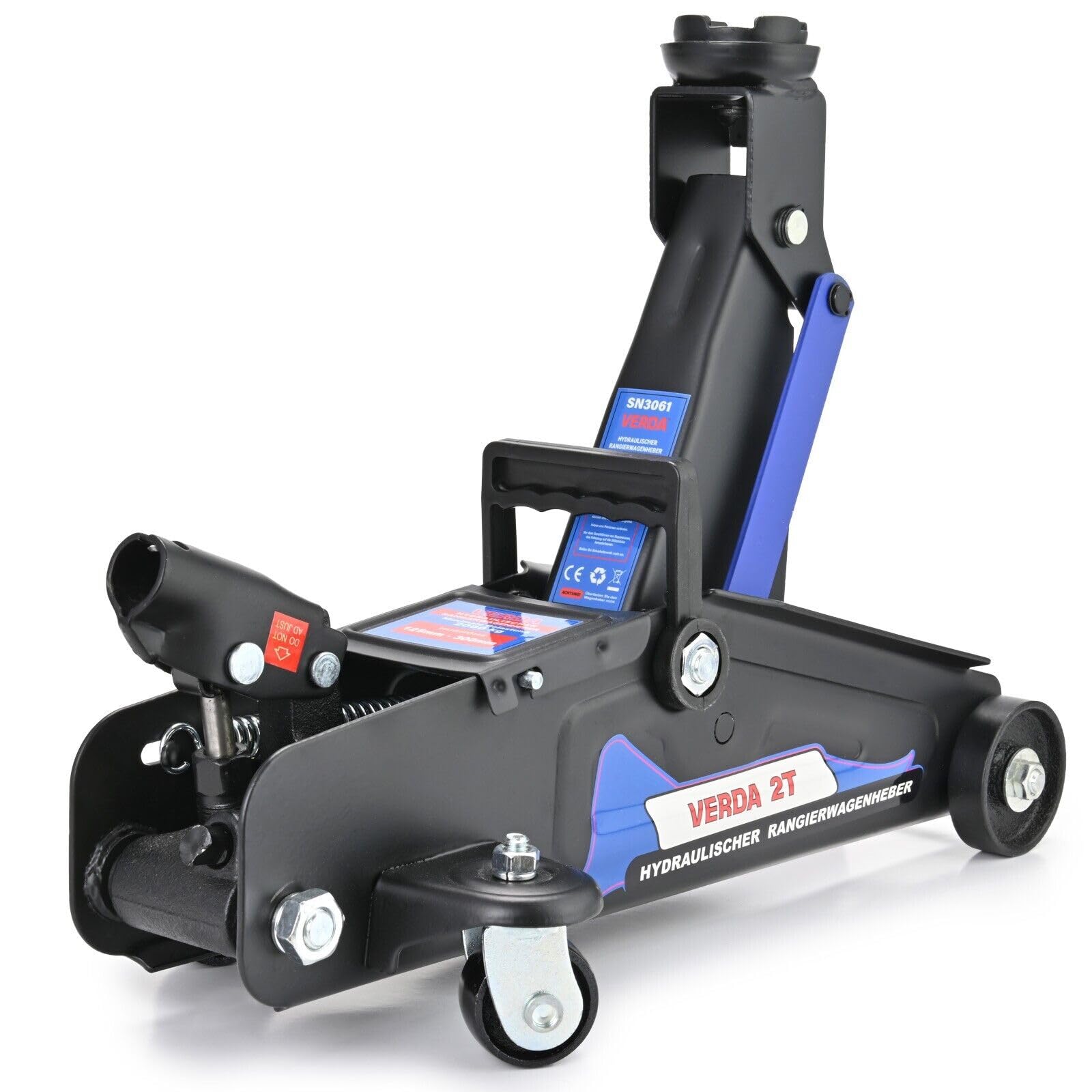 Gato hidráulico 2T, 140-310mm + almohadilla de goma + guantes de montaje + caballete de apoyo Gato elevador hidráulico, todoterreno, SUV, Jeep autocaravana elevador de coche profesional (altura de