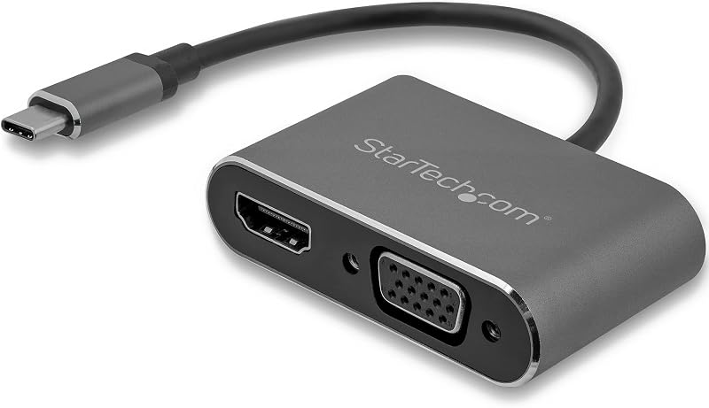 Adaptador USB-C a VGA y HDMI - 2 en 1 - 4K 30 Hz - Gris espacial - Compatible con Windows y Mac (CDP2HDVGA)