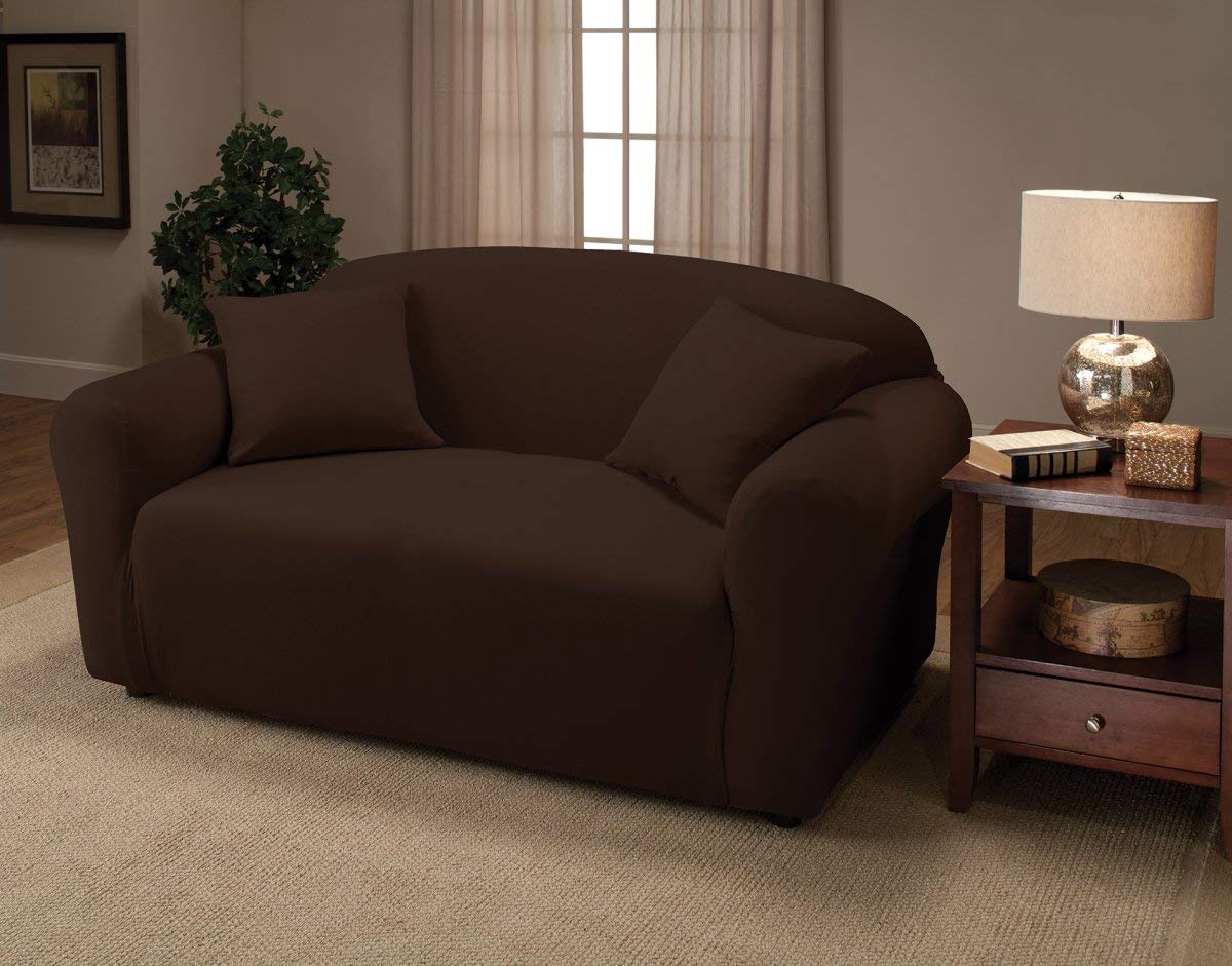 Madison Jersey Loveseat Slipcover, Brown
