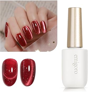 Amazon | emigoro ジェルネイル レッド マグネットネイル 赤 ラメ
