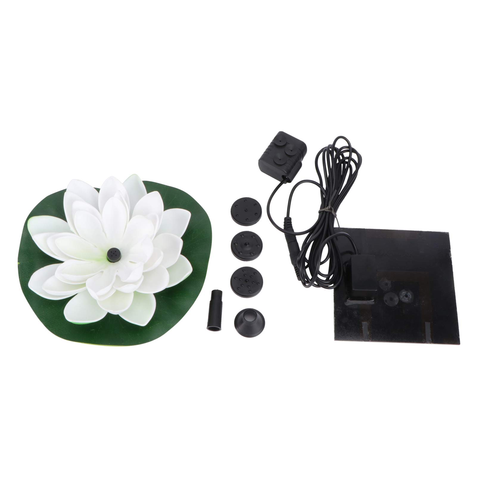 BESTonZON Fuente Decorativa Solar Bomba de Agua Flotante en Forma de Loto para Estanques Pequeños, Circulación de Agua y Oxígeno, Hecha de Plástico Blanco