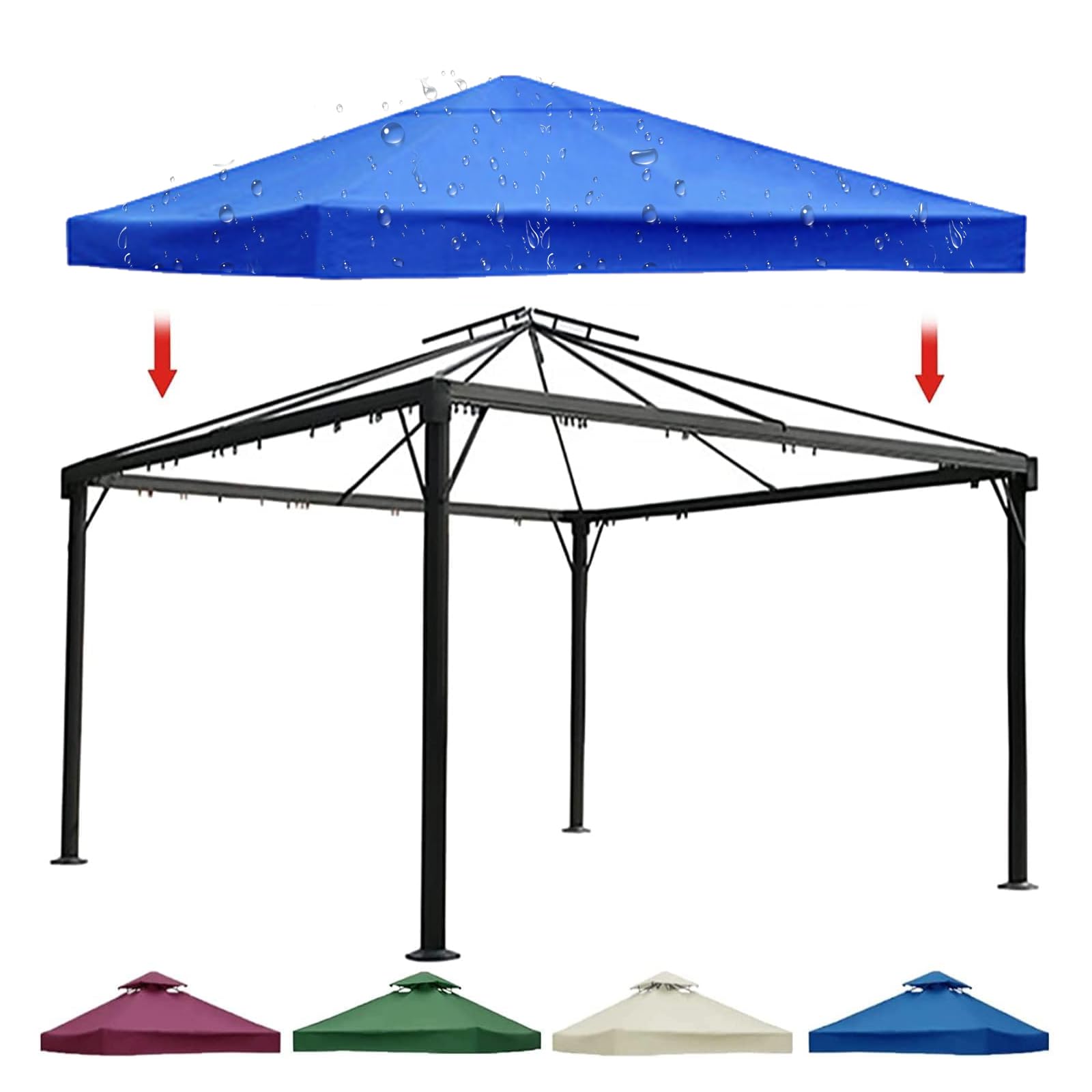 Bâche de rechange 3x3m en tissu Oxford bleu imperméable pour tente de jardin