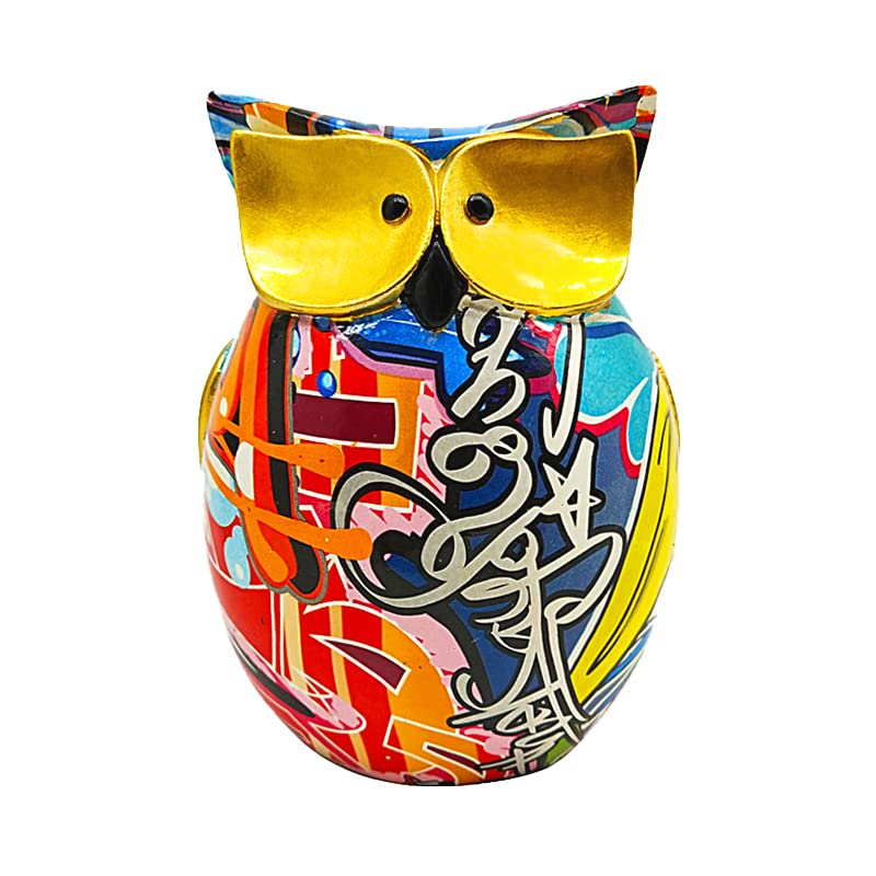 IDORTYBB Graffiti Owl Sculpture Animal Statue Art Figurine Home Decoration for Living Room Bedroom Book Shelf TV Cabinet Desktop Decor Table Centerpieces Ornaments (V)