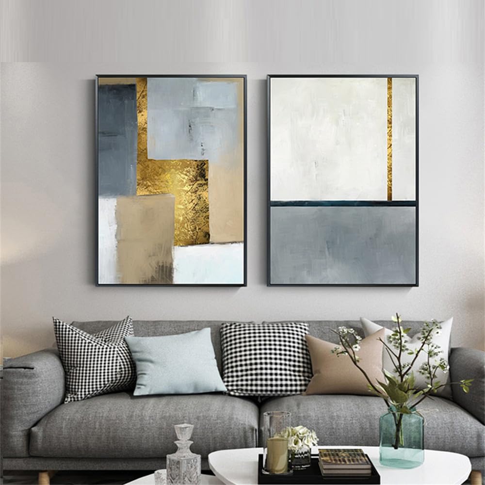 WUHBCZ Art Decor,Modern Minimalist Wall Art Geometric Golden Canvas Poster Print Abstract Painting Wall Pictures for Living Room Nordic Office Home Decor-30 * 50cm*2PCS (No Frame)
