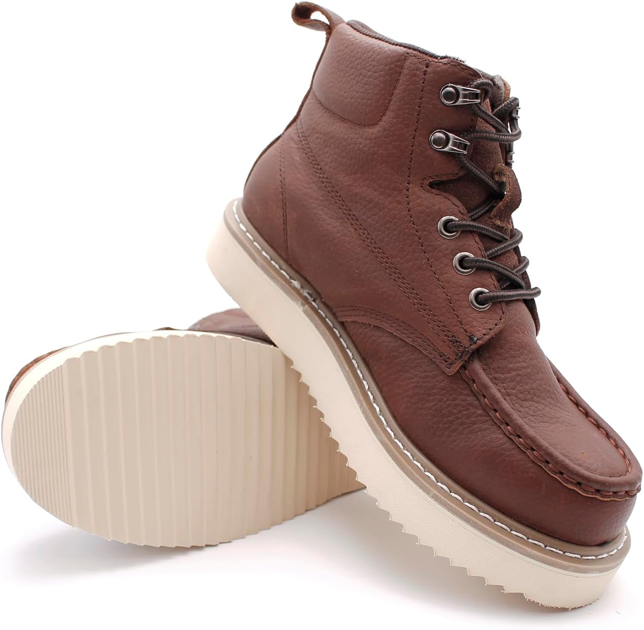 Laforst Men’s Brown Leather Work Boots – Soft Toe, Lightweight, Goodyear Welt Construction, Comfort Insole, Oil & Slip Resistant, EH Rated