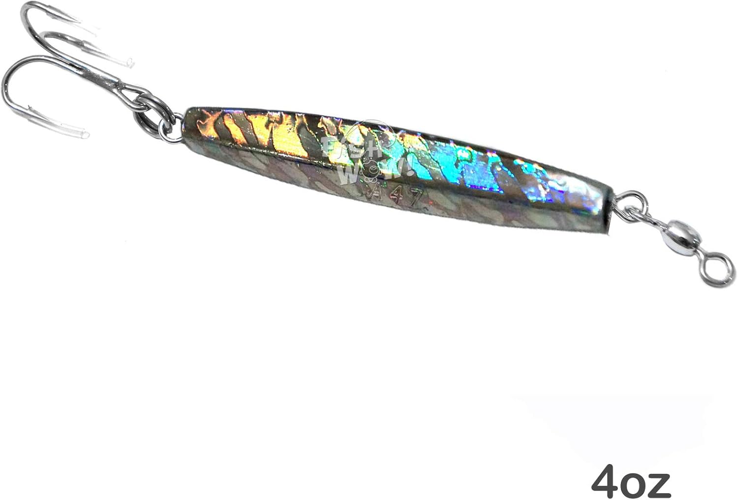 6pcs 4oz Diamond Jig Chrome Silver + Mylar Holographic Laser jigs with a Treble Hook - Fish WOW!