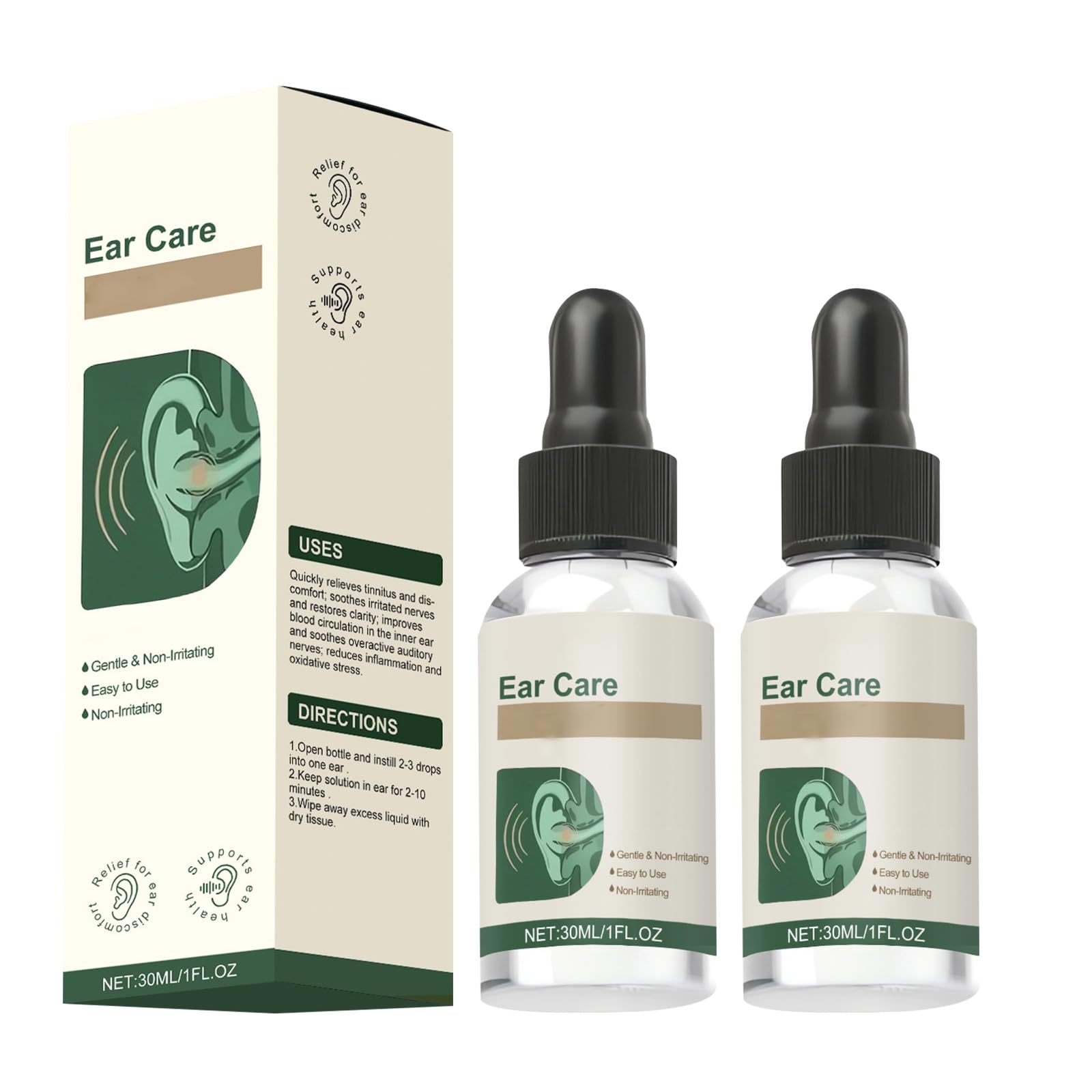 Ear Care Drops Gentle Formula Natural Ingredients Relieve Tinnitus by Unblocking Secretions Easy to Use Portable for Men