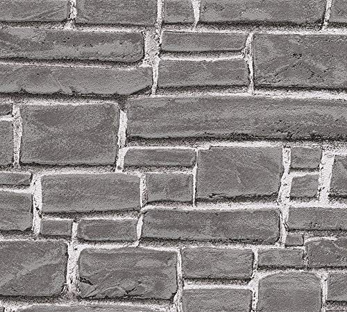 awallo 662347 6623-47 Papier peint non-tissé aspect pierre Gris noir 10,05 m x 0,53 m Cover
