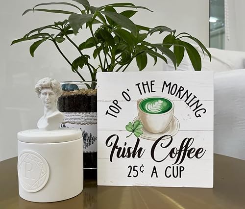 Miniatura 5 de Decoración del día de San Patricio, decoración de escritorio de caja de madera, letrero de caja de madera blanca, letrero de café irlandés, Día de