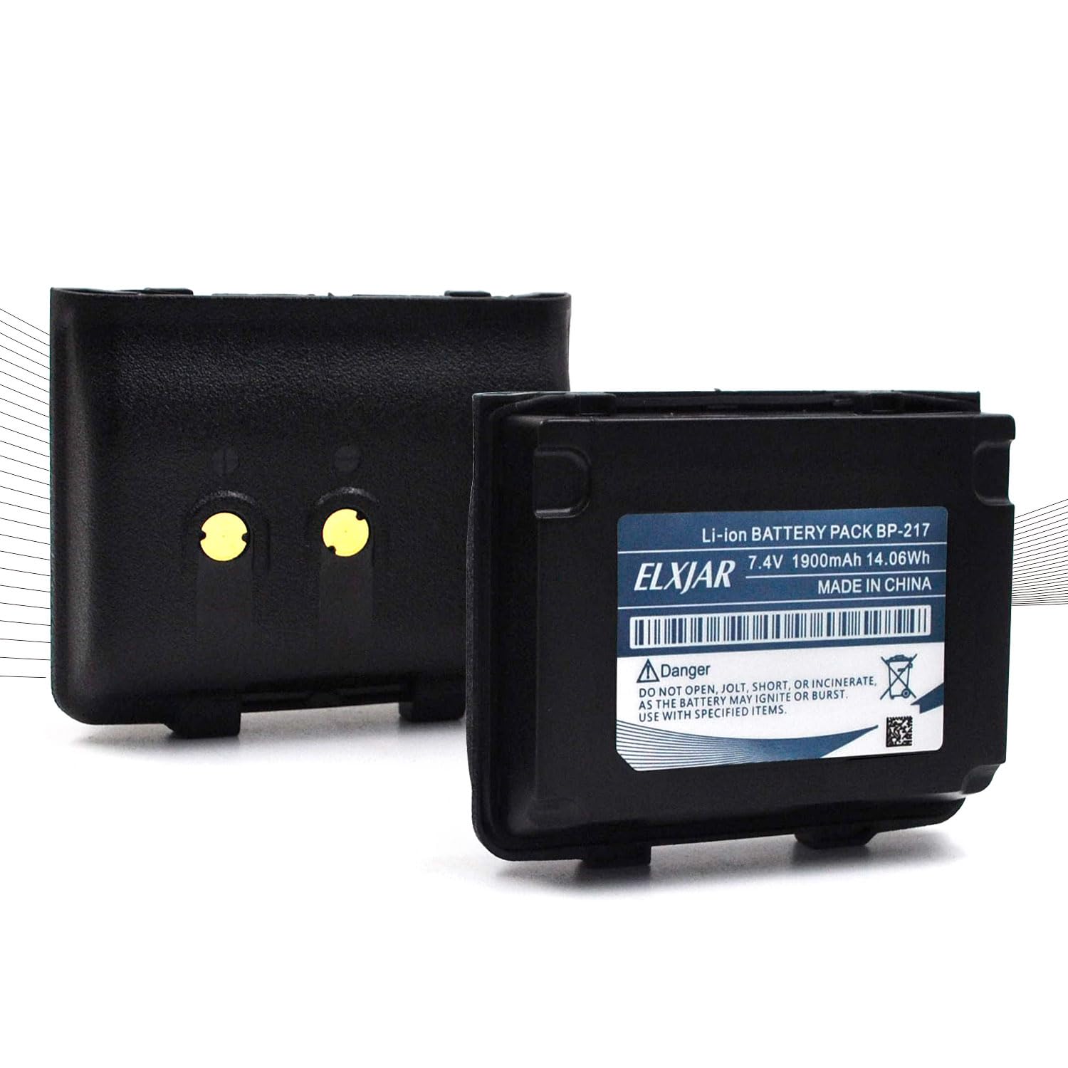 elxjar (2-Pack) 7.4V 1900mAh Li-ion Battery Replacement for Icom BP-217 BP-217Li Compatible with IC-80AD, IC-91A, IC-T90A, ID-91 Two-Way Radios