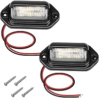 ecocstm 2-Pack White LED License Plate Lights, 6-SMD IP67 Waterproof Tag Lights, 12-24V for Trucks SUVs Vans RVs Trailers