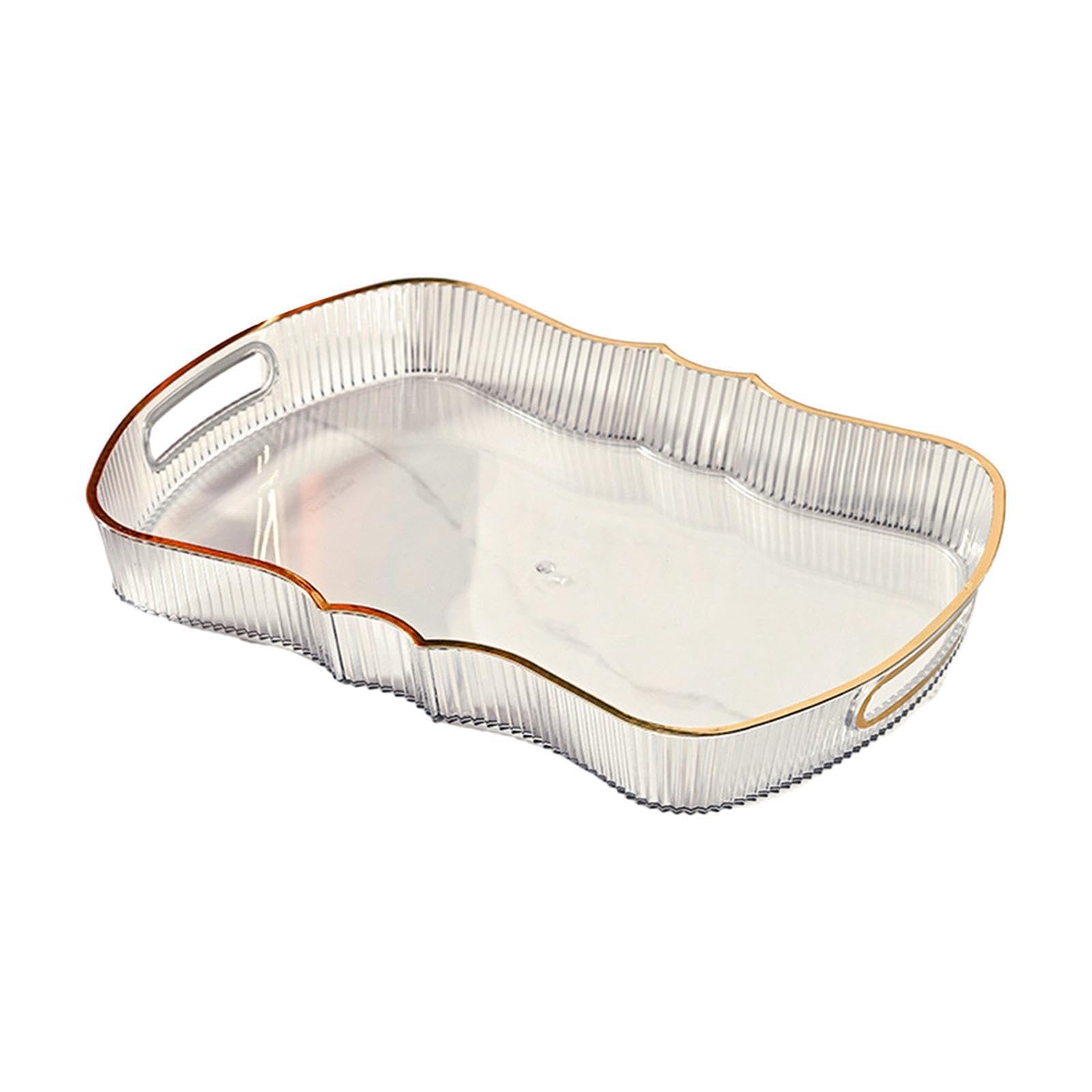 PIXZCSA Clear Serving Tray Kitchen Fruit Dessert Tray Efficient Storage Solution For Home And Special Occasions Rectangle Serving Kitchen Fruit Dessert, White, L