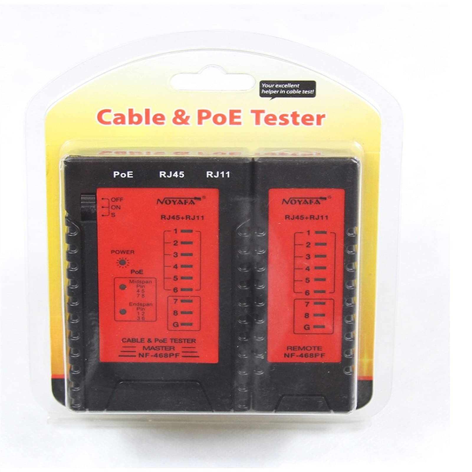 NF-POE 468PF Estándar Detección probador Lan Prueba de red continuidad del cable RJ11 RJ45 LED Luz