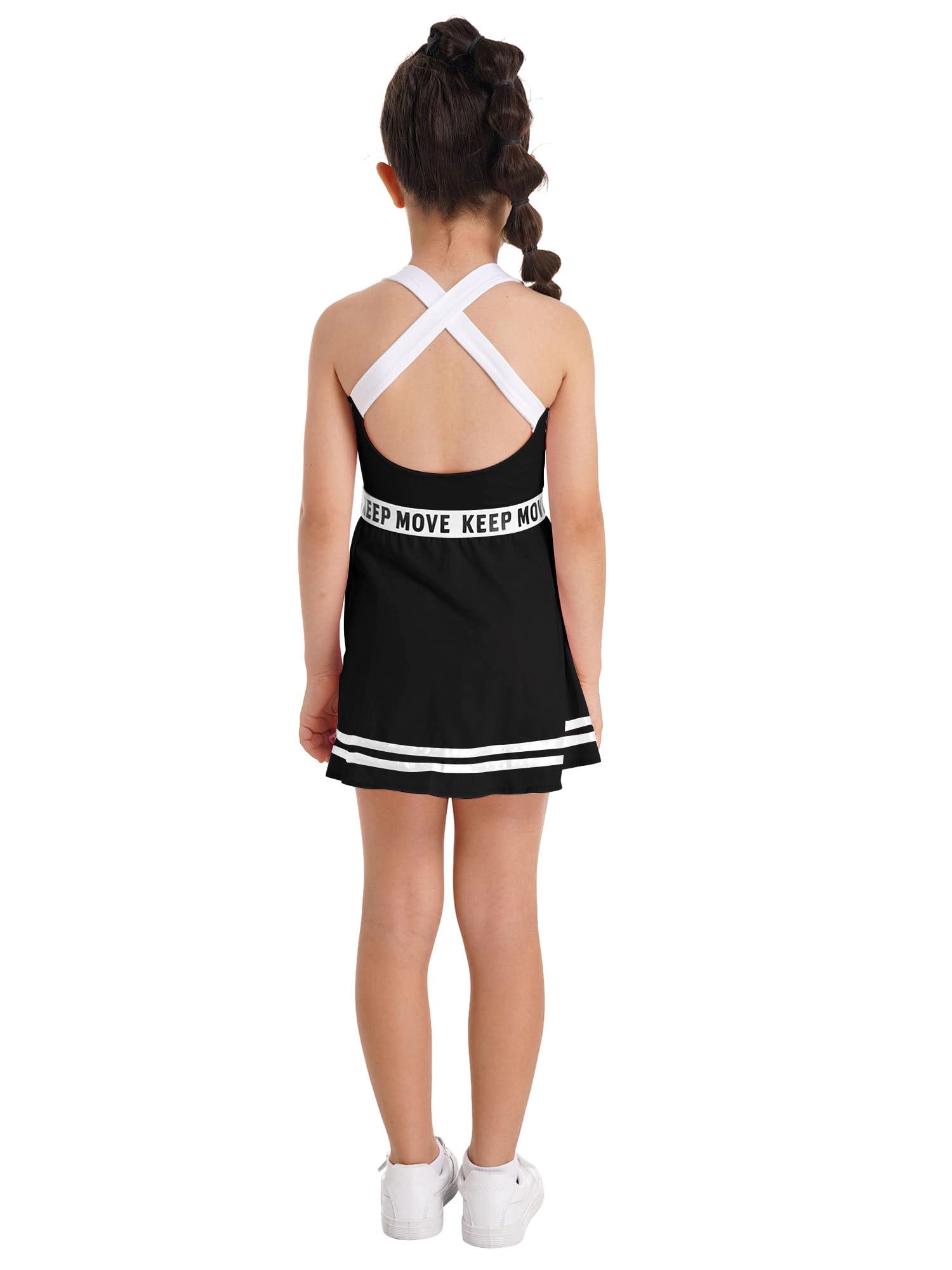 IEFIEL Vestido de Deportivo Tenis para Niña sin Manga Vestido de Gimnasia con Leggings Cortos Traje de Golf Fitness Correr 5-14 Años