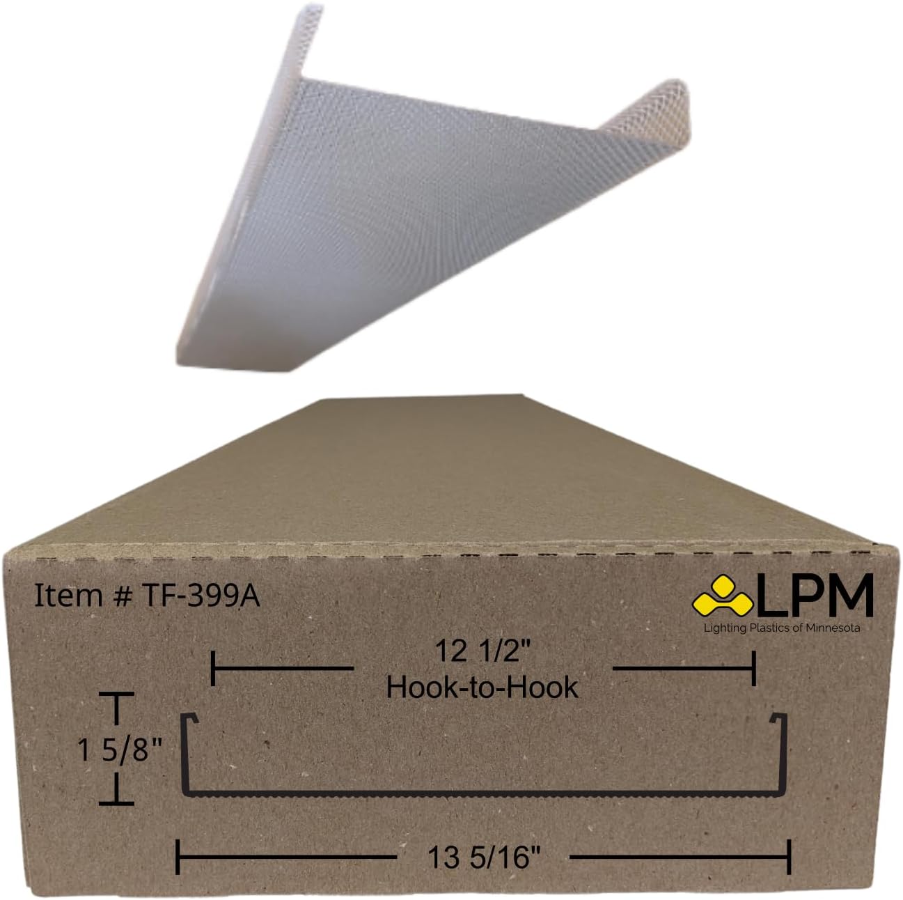 4ft Wrap Around Light Cover Diffuser 13 5/16"" W x 1 5/8"" H x 47 15/16″ L (Between Hook = 12 1/2"") (TF-399A), Clear Prismatic