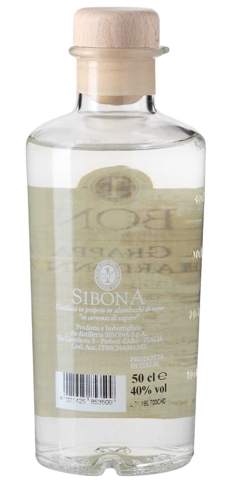 Nº1 SIBONA Grappa di Chardonnay 40% vol. (1 x 0,5l) – Sortenreiner Grappa aus Italien