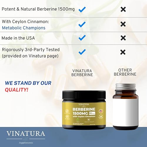 Miniatura 5 de Berberina 1500mg - Suplemento de berberina con canela de Ceilán, berberina HCL de máxima potencia - 90 cápsulas