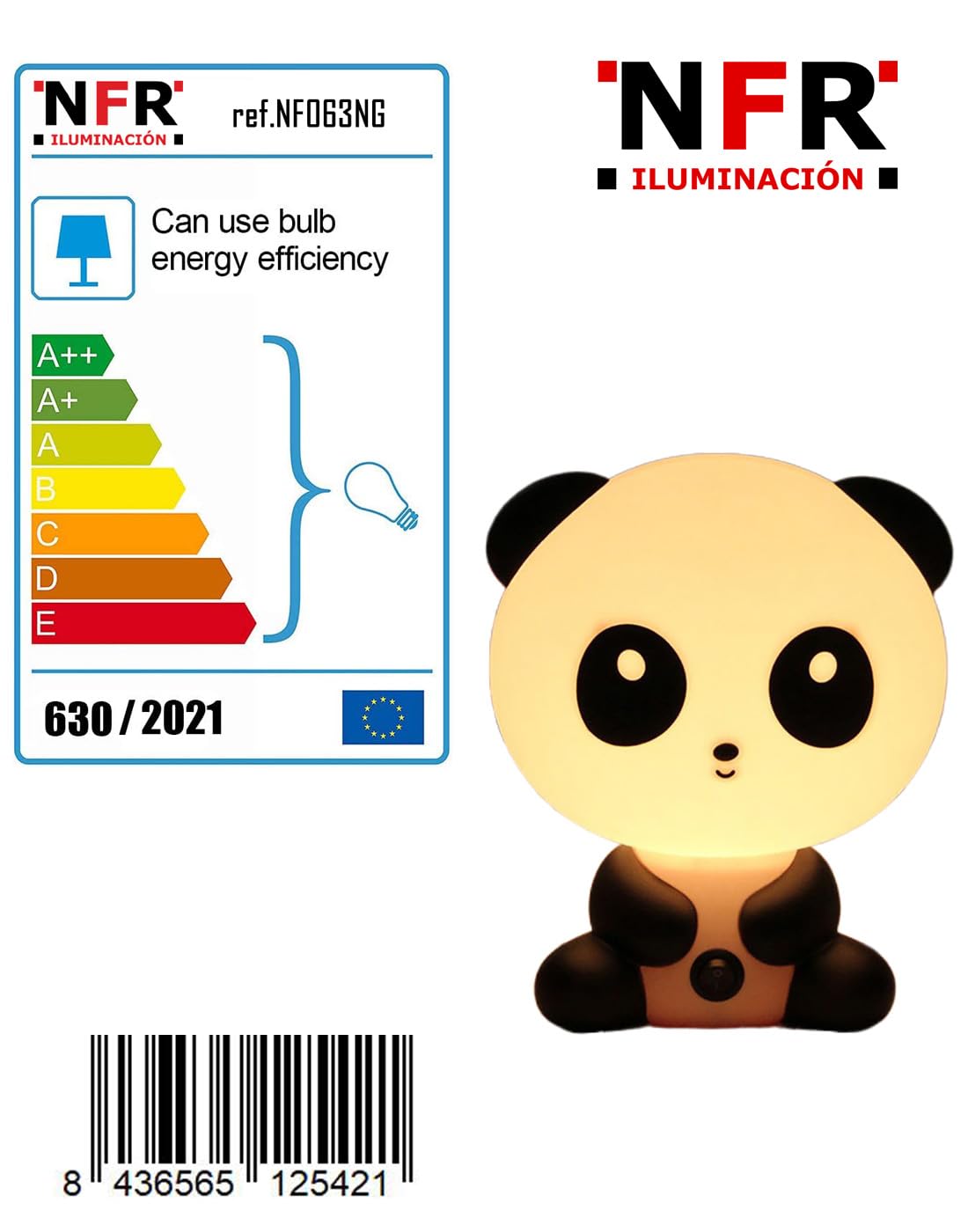 Genérico LAMPARA MESA INFANTIL OSO PANDA LUZ NOCHE CON BOMBILLA E14 FLEXOSLED