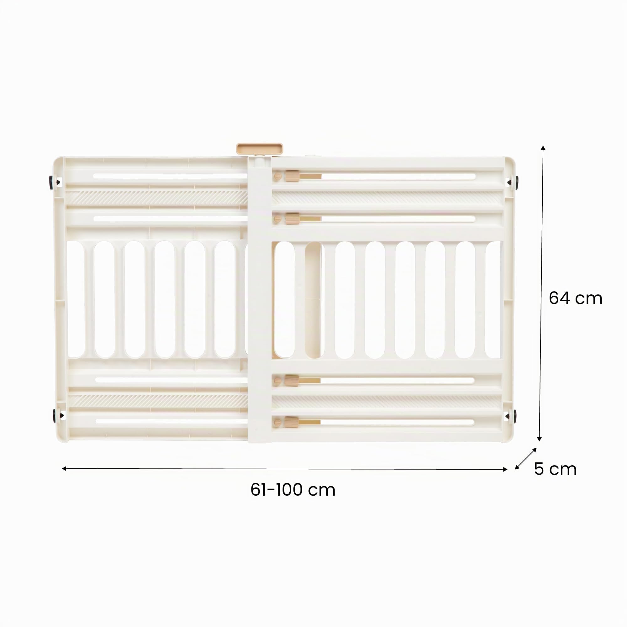 Iris Ohyama, Cancello di sicurezza per animali domestici con chiusura a pressione, estensibile da 61 a 100 cm, chiusura a mano, 2 tamponi per latoper cane - Pet Barrier PBR-600, Bianca