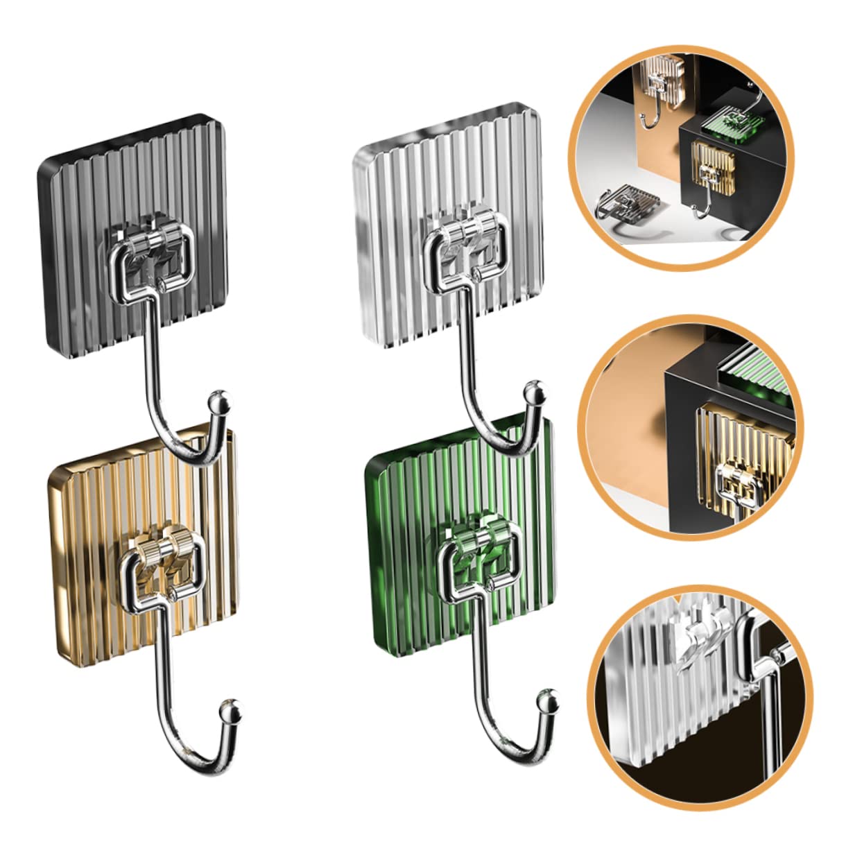 VASDEV 12 Ganchos de Cocina y baño sin Clavos, Ganchos de Metal, Ganchos de Acero Inoxidable, Gancho Adhesivo sin perforar a la Mascota (Color Surtido x 4 Piezas, 10 x 6 x 3 cm x 4 Piezas