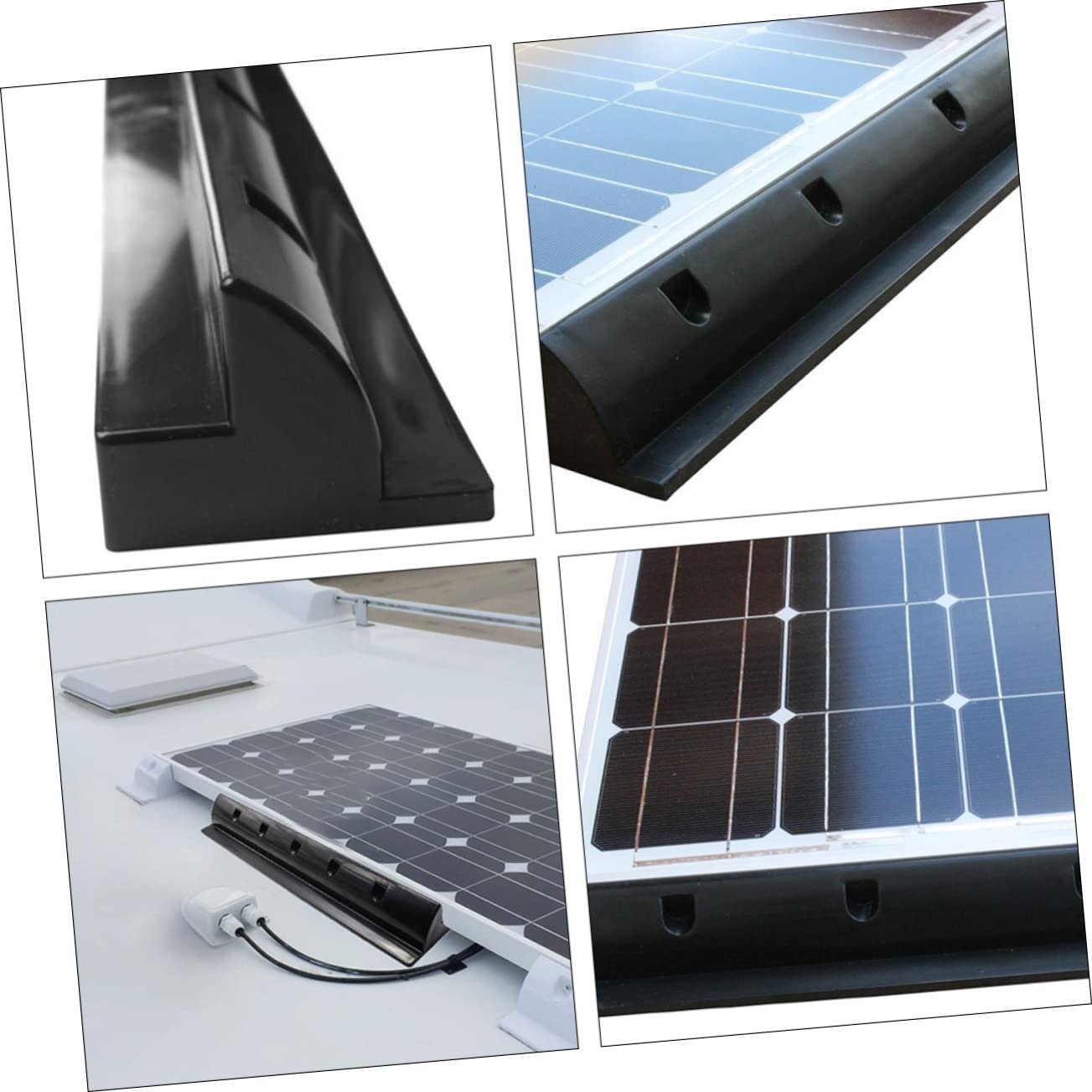 INOOMP Kit Fissaggio Pannelli Fotovoltaici 2 Pezzi Staffe Supporto Abs Nero per Tetto Camper Resistenza UV e Facile Installazione