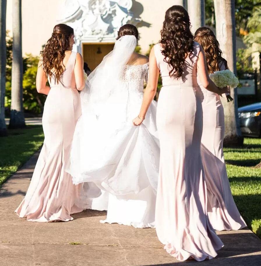 Women's Jewel Neck Bridesmaid Dresses Long Mermaid Prom Dress Formal Evening Gowns2