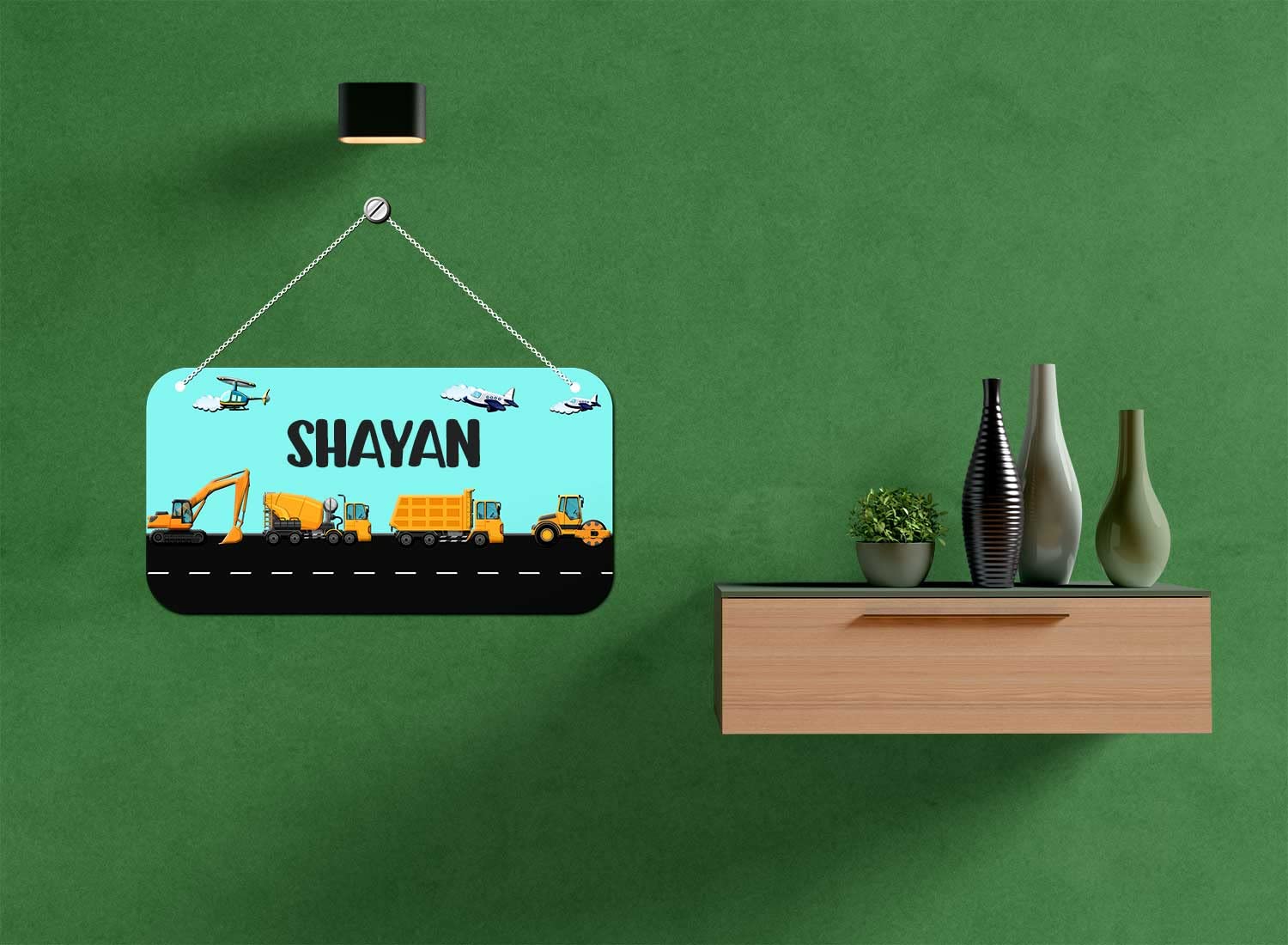ASHVAH Personalised Kids Name Plate Wall/Door Sign Kids Room Décor- Size :- 28 x 14 cm, Name - Shayan 1