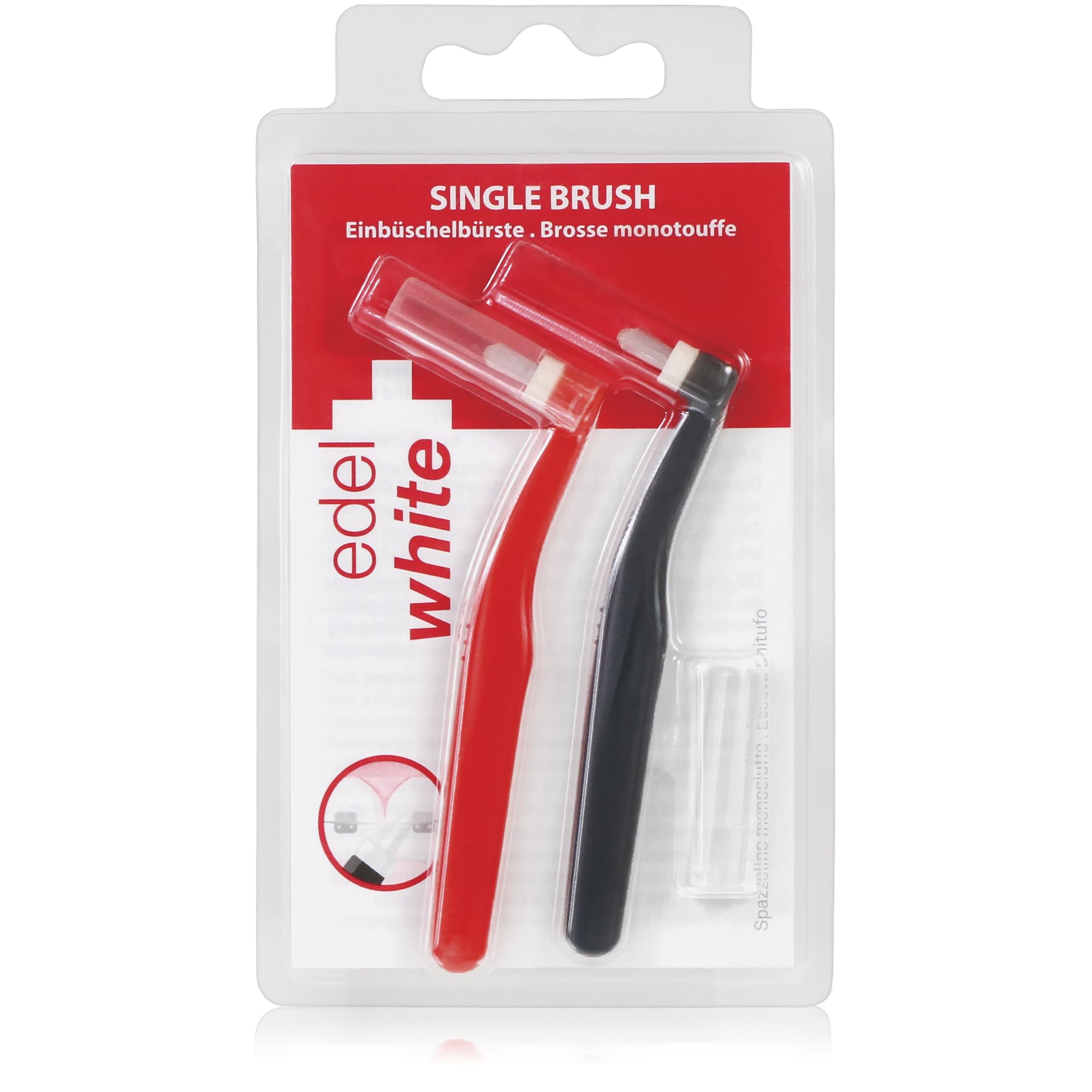 edel+white End Tuft Toothbrush 2 Pack – Small Head Sulcus Brush for Braces, Implants & Gumline – Special Brush for Precise, Focused Dental Cleaning