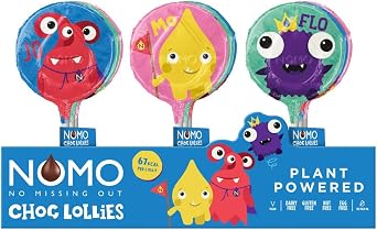 NOMO Kids Vegan Chocolate Lollies, 72 Counts in 3 Packs, Pefect for School Snacks