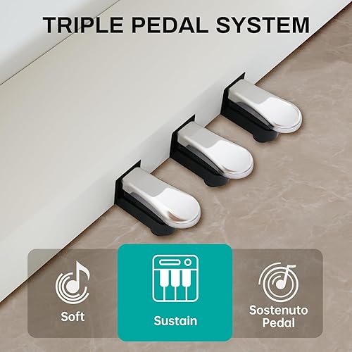 Miniatura 4 de AODSK Piano digital de 88 teclas, piano digital de acción de martillo ponderado con teclas pesadas de tamaño completo, pedal triple, juego para