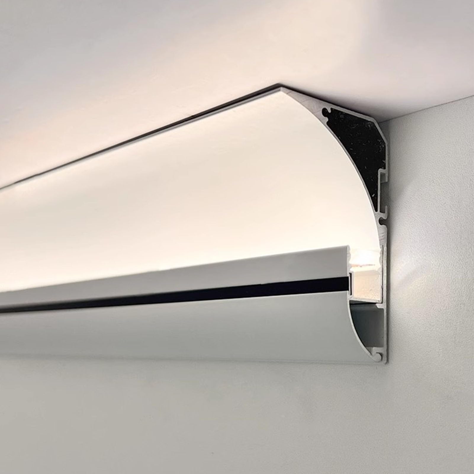 Generisch Deckenleisten, 2 m LED-Streifenleuchte, Aluminium-Deckenleiste für indirekte Beleuchtung, dekorative Hohlkehlleiste, 2 m LED-Kanal für eine ansprechende Wohnraumgestaltung