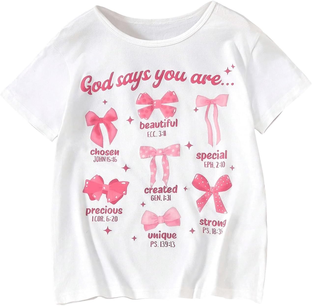 Girl's Bow Shirt Cute Graphic Tees Letter Print Short Sleeve Crew Neck Summer T Shirt