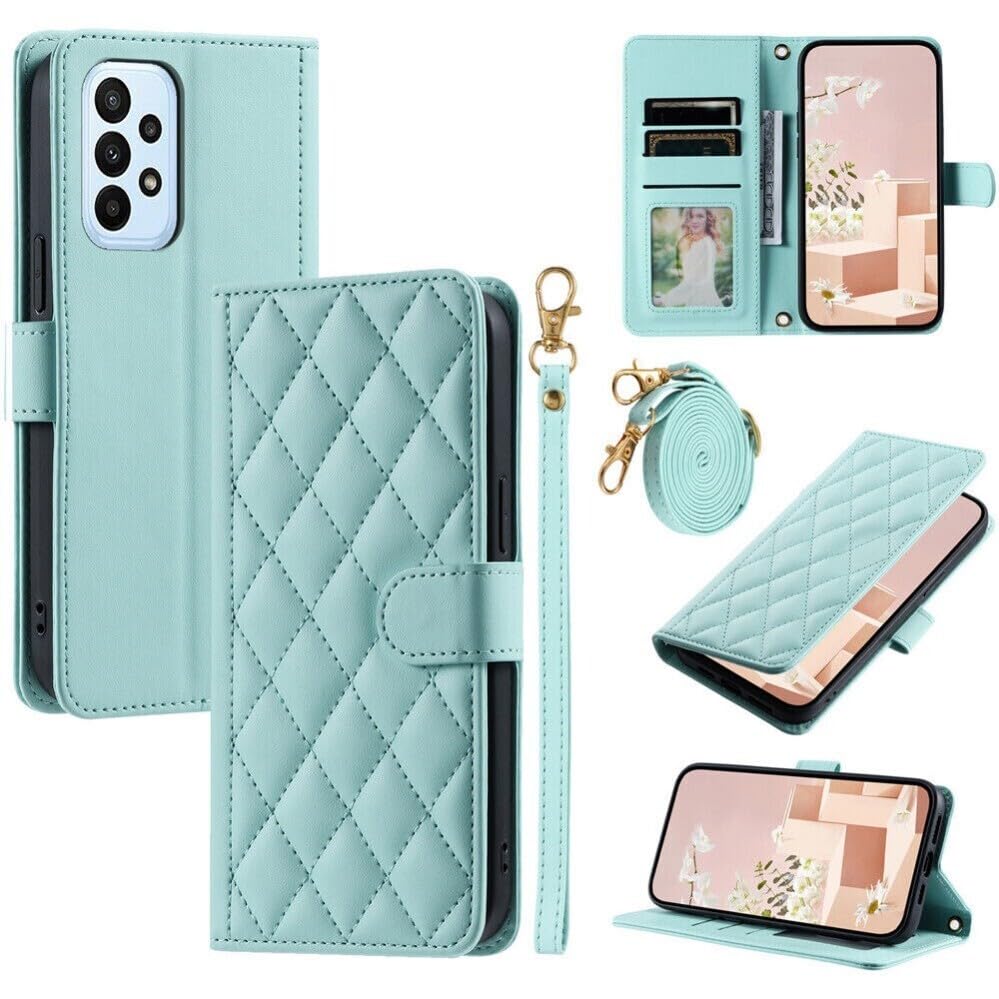 Protection Samsung Galaxy A36 5G étui portefeuille cuir vert menthe antichoc