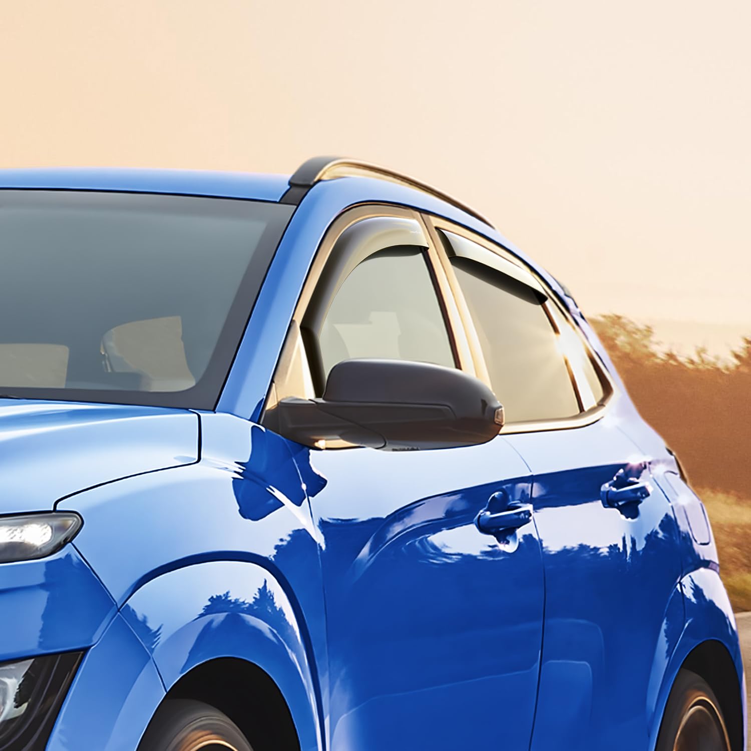 Goodyear shatterproof in-Channel Window Deflectors for Hyundai Kona 2018-2023, Rain Guards, Window Visors for Cars, Vent Deflector, Car Accessories, 4 pcs - GY007884