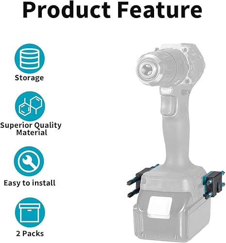 Miniatura 2 de Soporte para brocas Makita para organizador de brocas para Makita de 18 V, lleva hasta 4 brocas en el lado de tu herramienta eléctrica o controlador